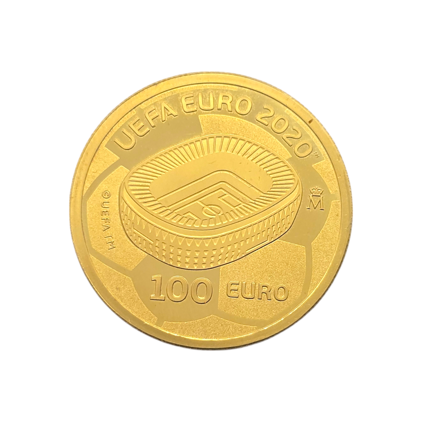 Estuche con moneda conmemorativa 100 euro, UEFA EURO 2020 en oro de 999 milésimas.