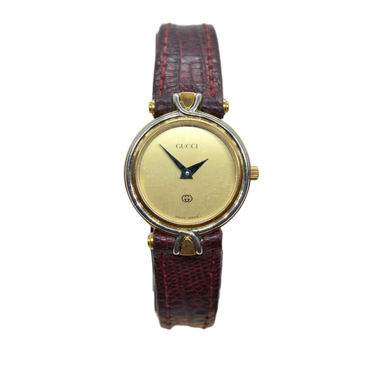 Reloj vintage de señora marca GUCCI chapado en oro de 18K.
