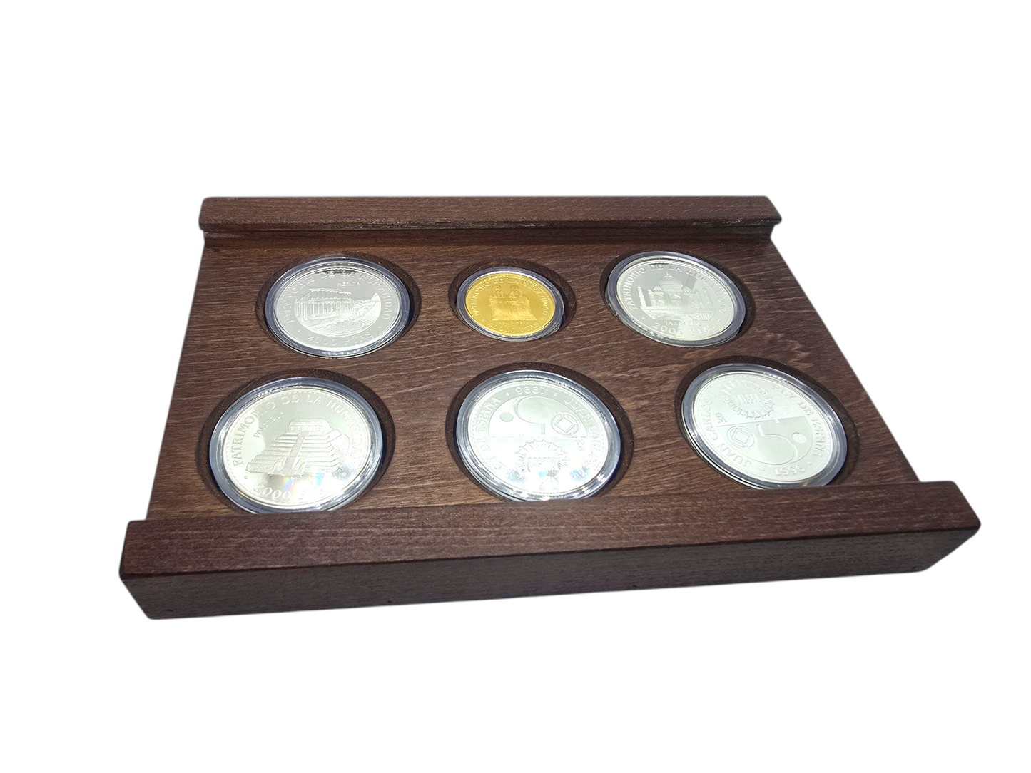 Estuche con 5 monedas conmemorativas Patrimonio Mundial 1996.