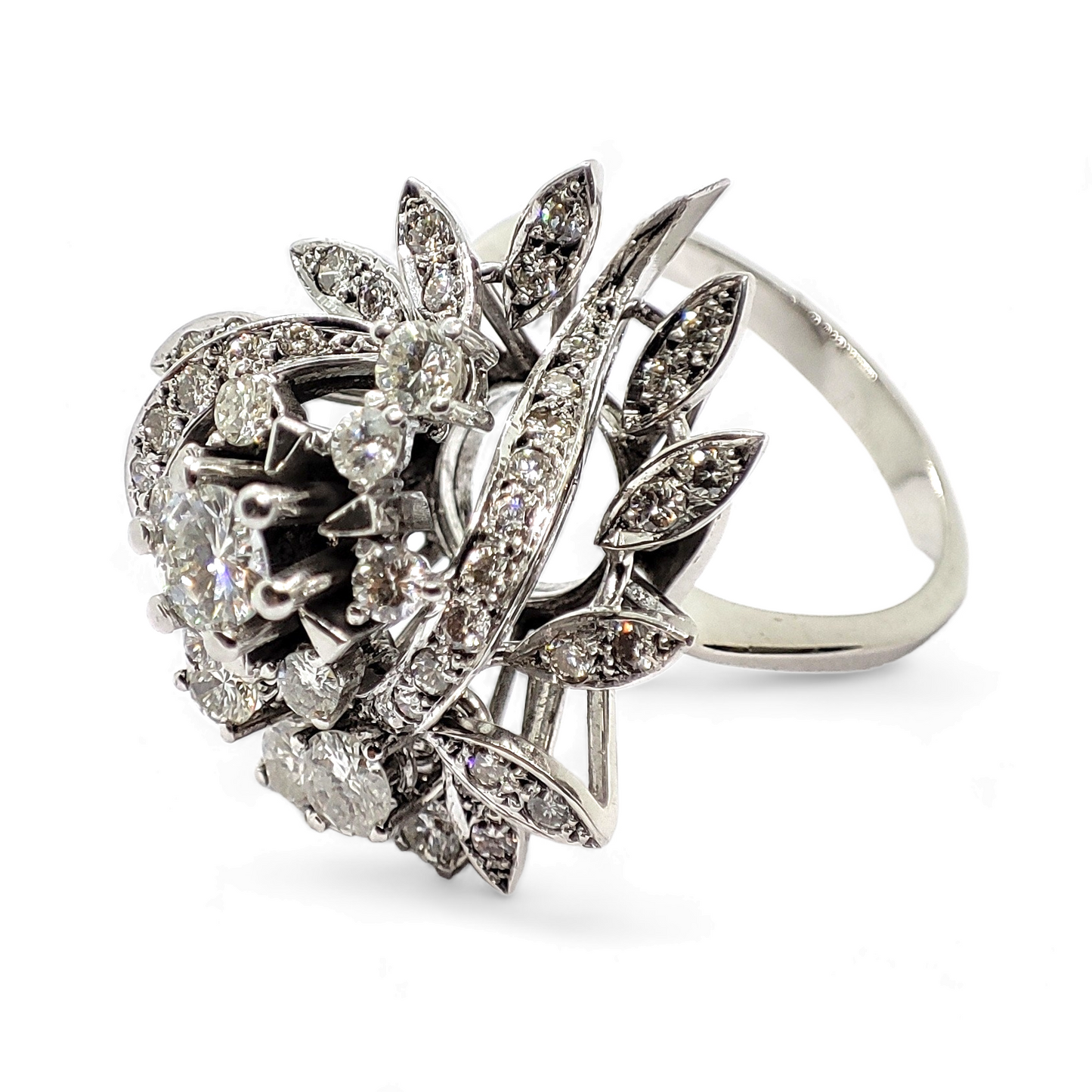Sortija oro blanco 18 K y diamantes
