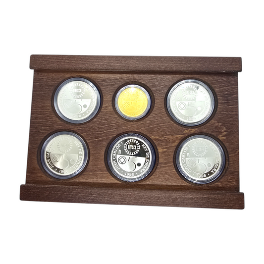 Estuche con 5 monedas conmemorativas Patrimonio Mundial 1996.