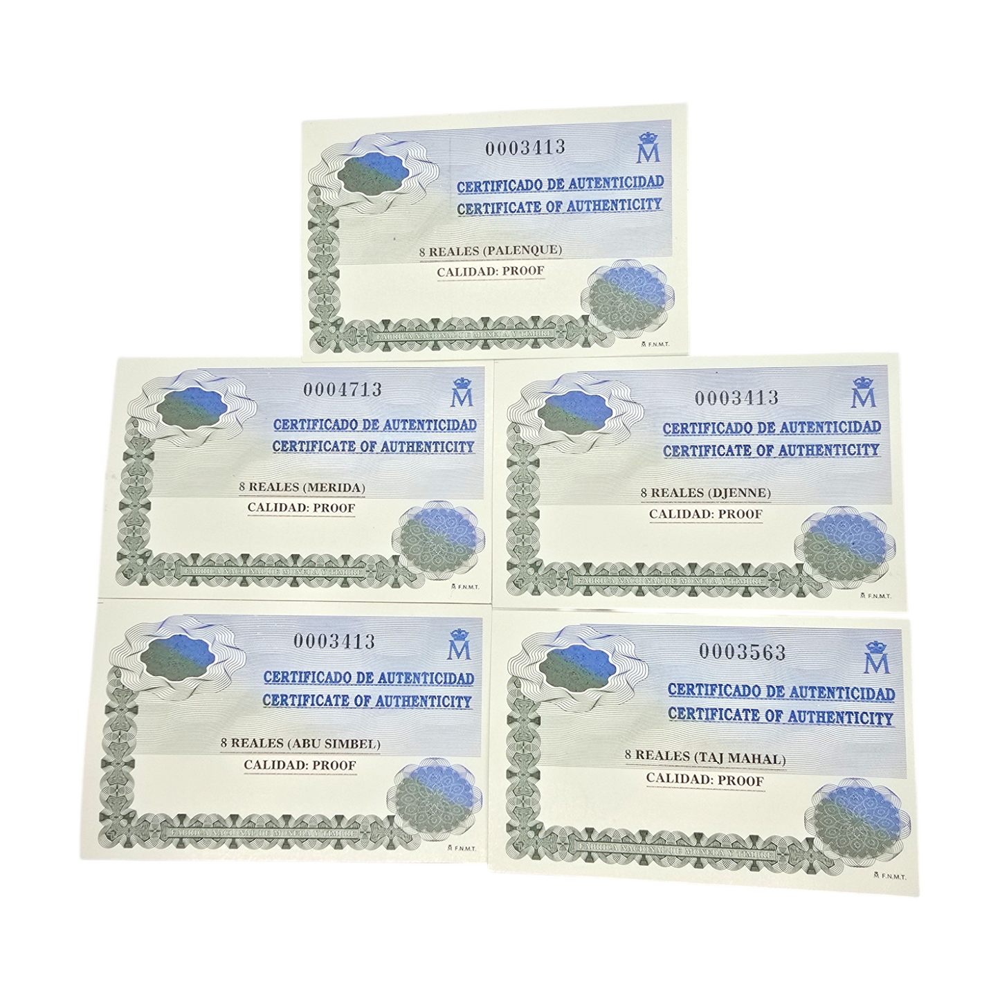 Estuche con 5 monedas conmemorativas Patrimonio Mundial 1996.