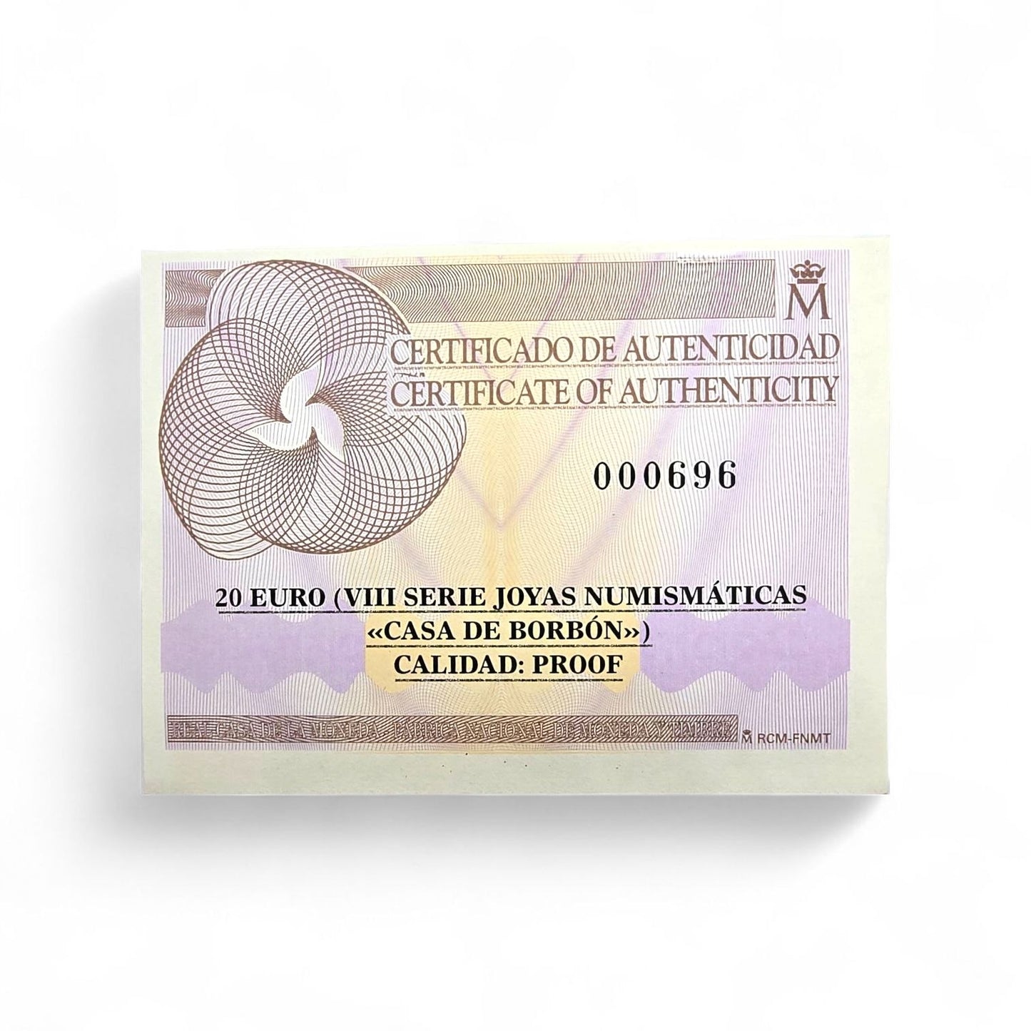 Moneda de 20€ en oro de FNMT - VIII Joyas Numismáticas 2017 - Casa de Borbón