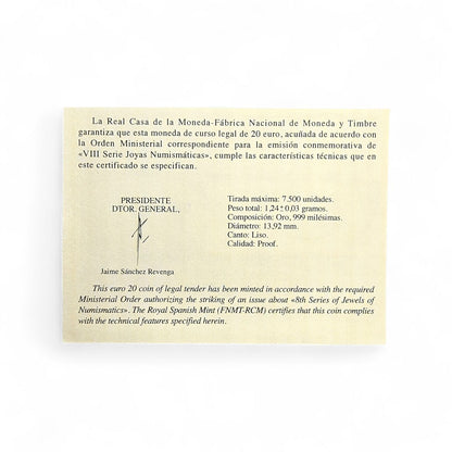 Moneda de 20€ en oro de FNMT - VIII Joyas Numismáticas 2017 - Casa de Borbón