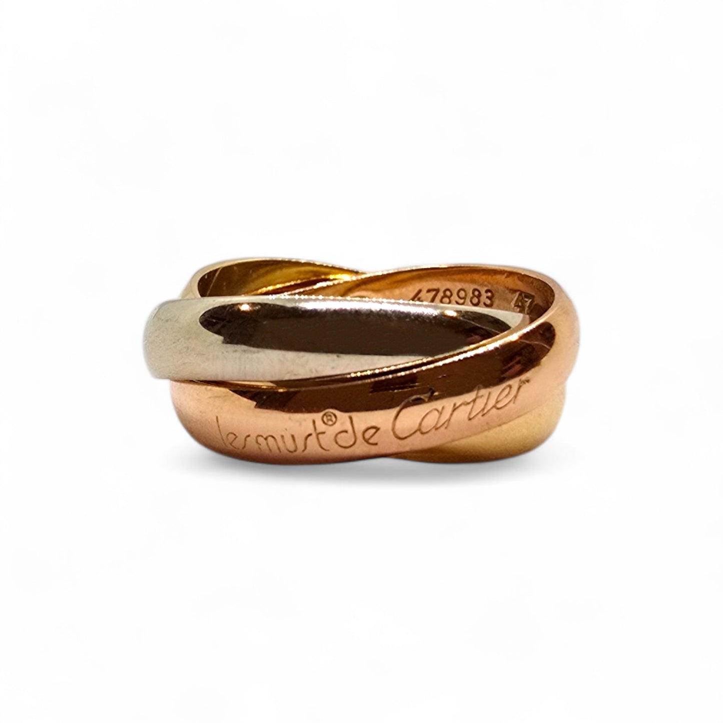 Anillo Trinity en oro blanco, rosa y amarillo de 18k (talla 47)