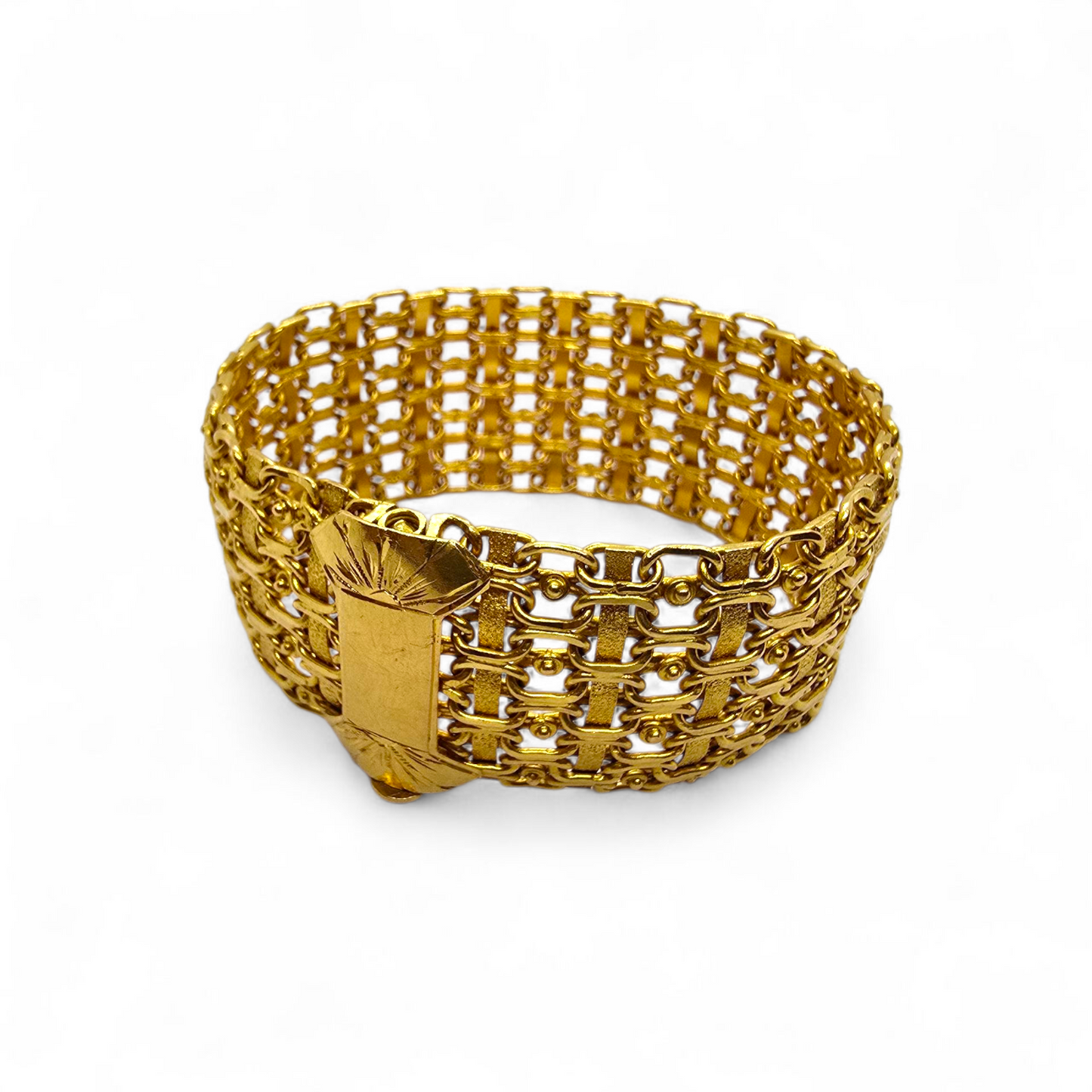 Exclusiva pulsera artesanal de oro amarillo de 22 quilates – 69,7 g