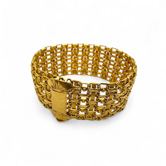 Exclusiva pulsera artesanal de oro amarillo de 22 quilates – 69,7 g