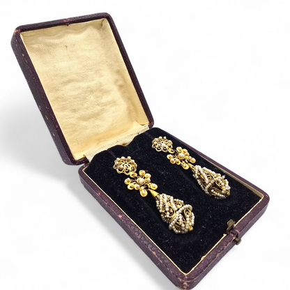 Espectacular Pareja de Pendientes Charros "de Calabaza" – Siglo XIX (9 cm)