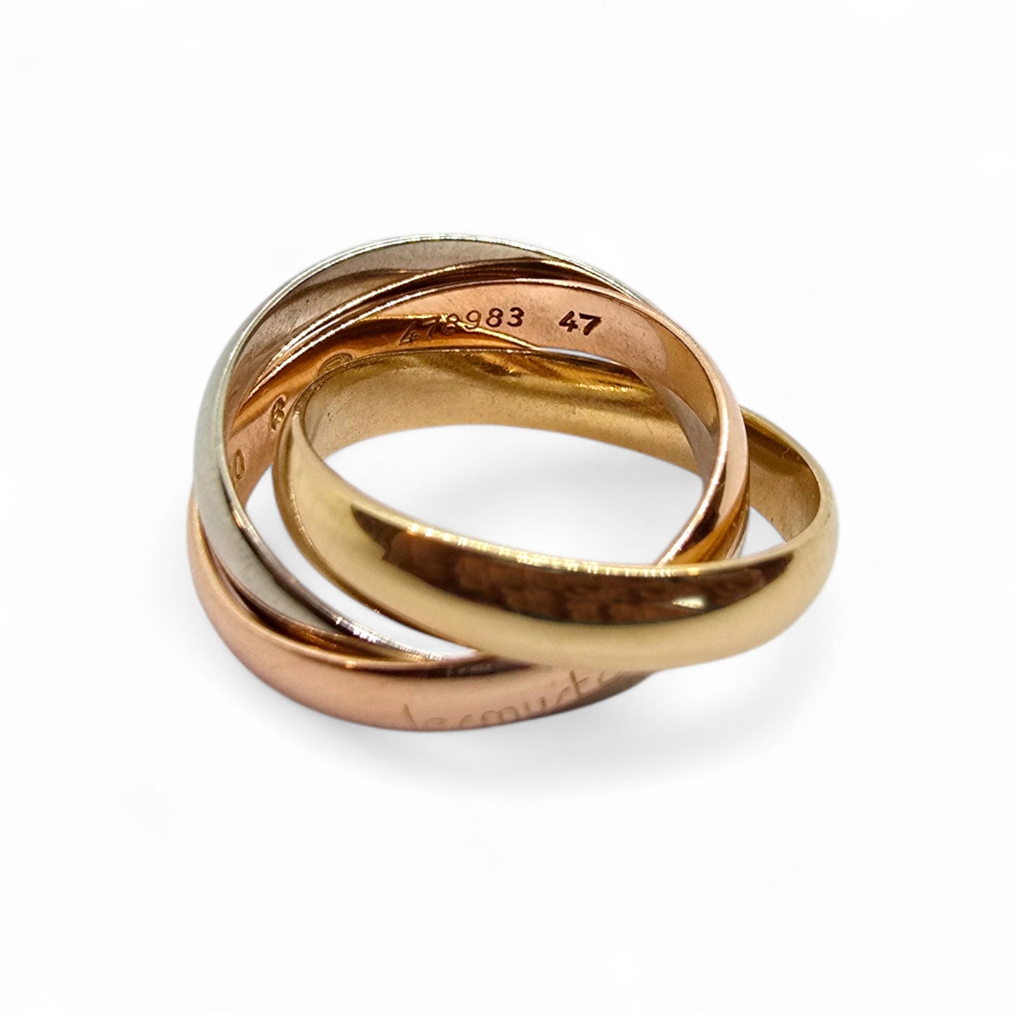 Anillo Trinity en oro blanco, rosa y amarillo de 18k (talla 47)