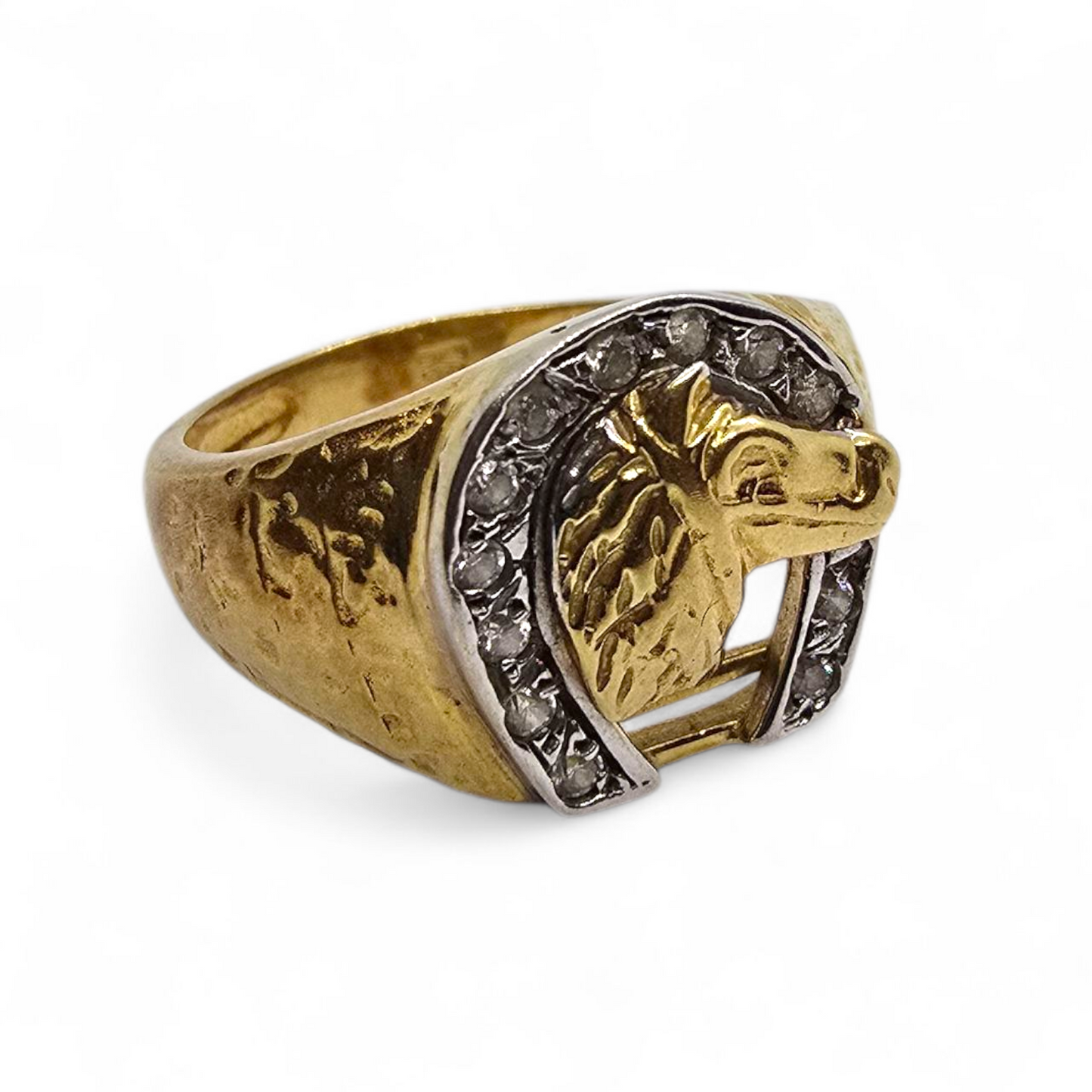 Anillo Ecuestre de Oro de 18kt con Herradura y Caballo