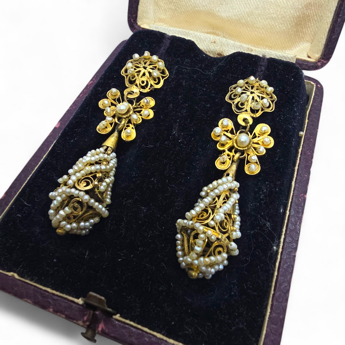 Espectacular Pareja de Pendientes Charros "de Calabaza" – Siglo XIX (9 cm)