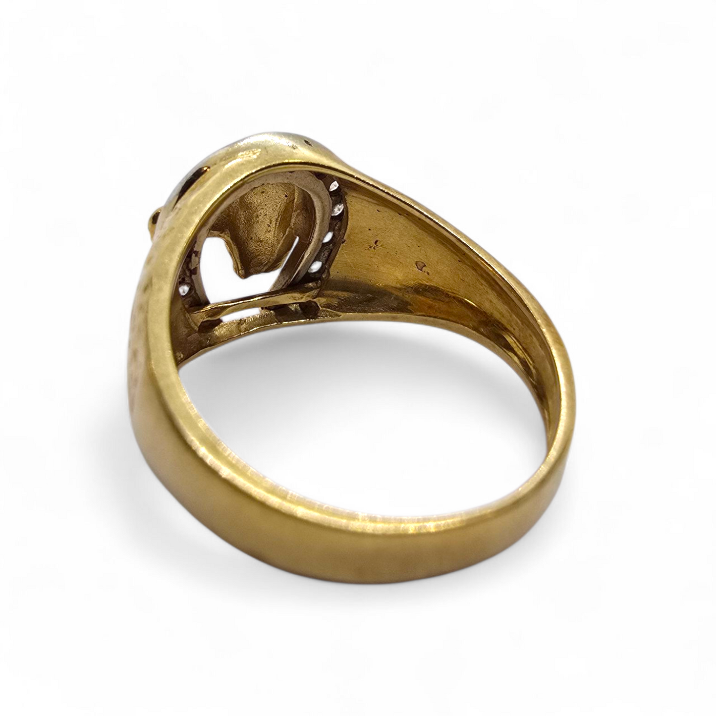Anillo Ecuestre de Oro de 18kt con Herradura y Caballo