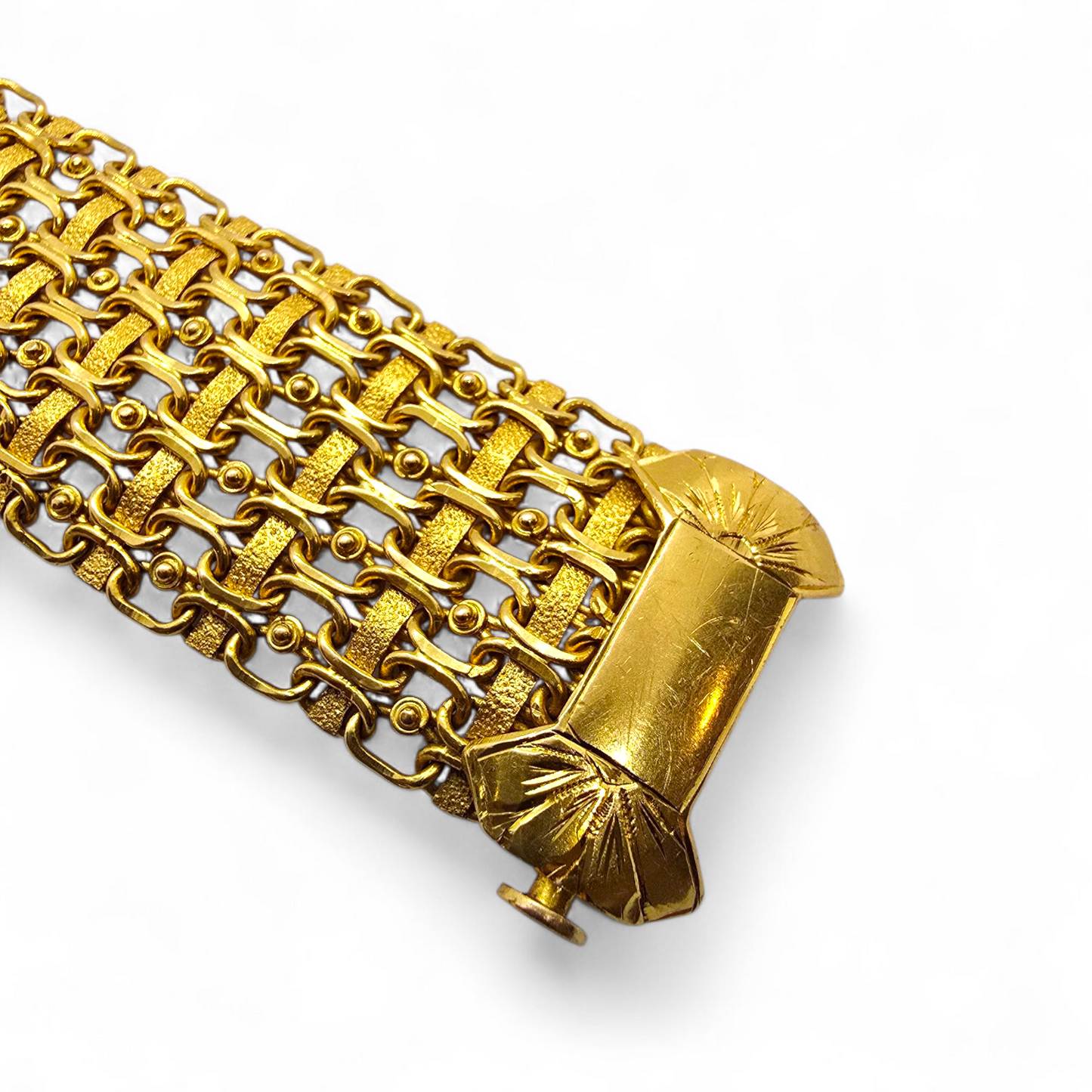 Exclusiva pulsera artesanal de oro amarillo de 22 quilates – 69,7 g