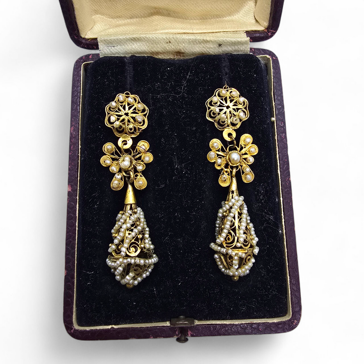 Espectacular Pareja de Pendientes Charros "de Calabaza" – Siglo XIX (9 cm)