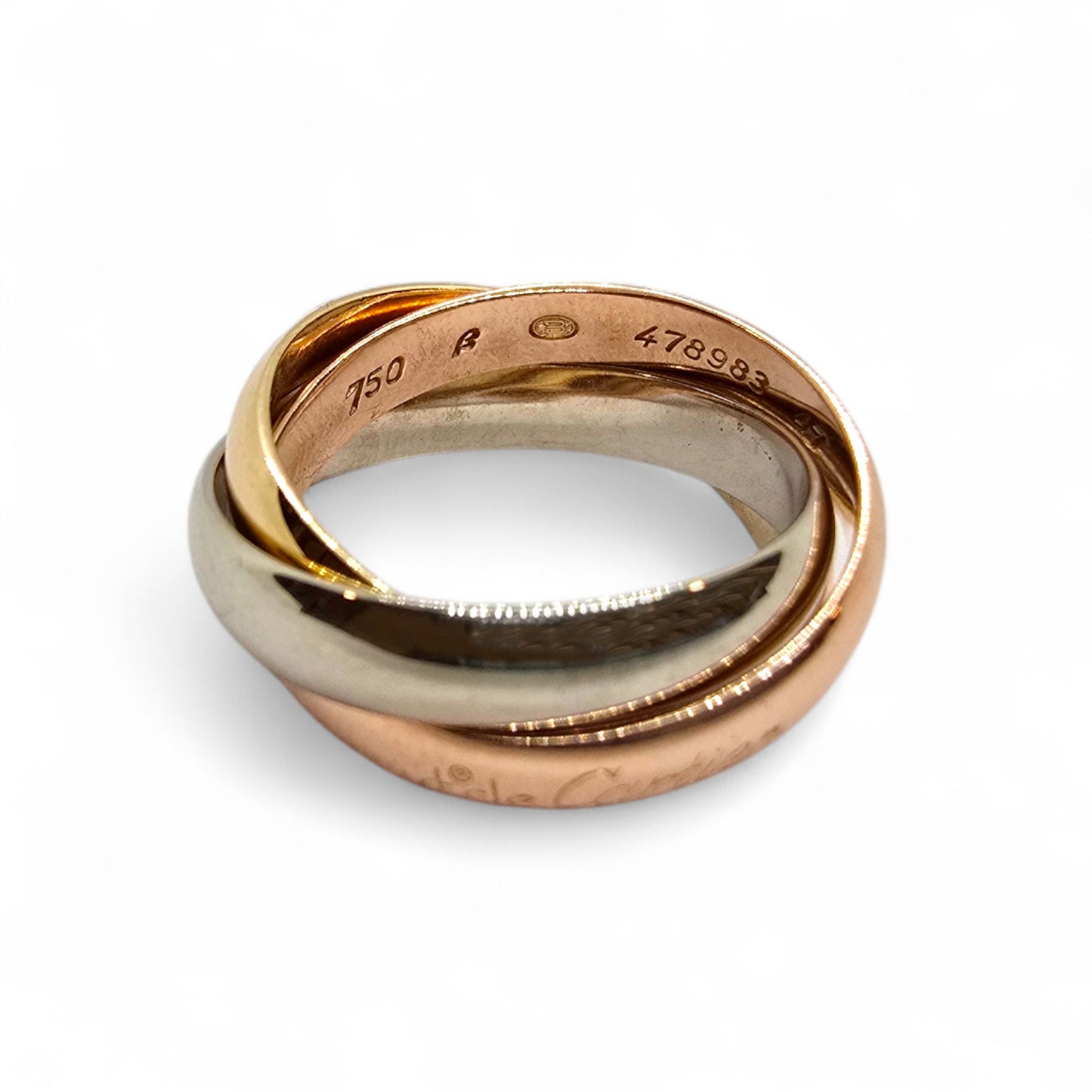 Anillo Trinity en oro blanco, rosa y amarillo de 18k (talla 47)