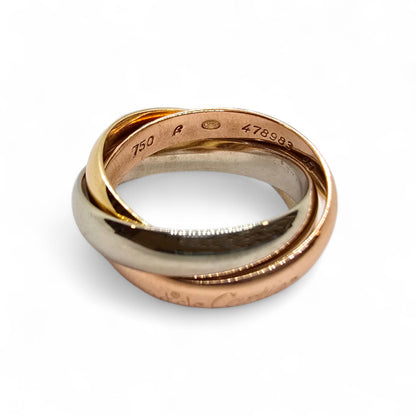 Anillo Trinity en oro blanco, rosa y amarillo de 18k (talla 47)
