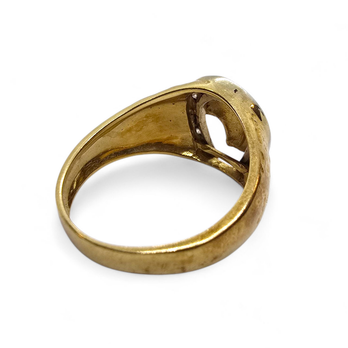 Anillo Ecuestre de Oro de 18kt con Herradura y Caballo