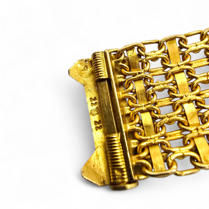 Exclusiva pulsera artesanal de oro amarillo de 22 quilates – 69,7 g