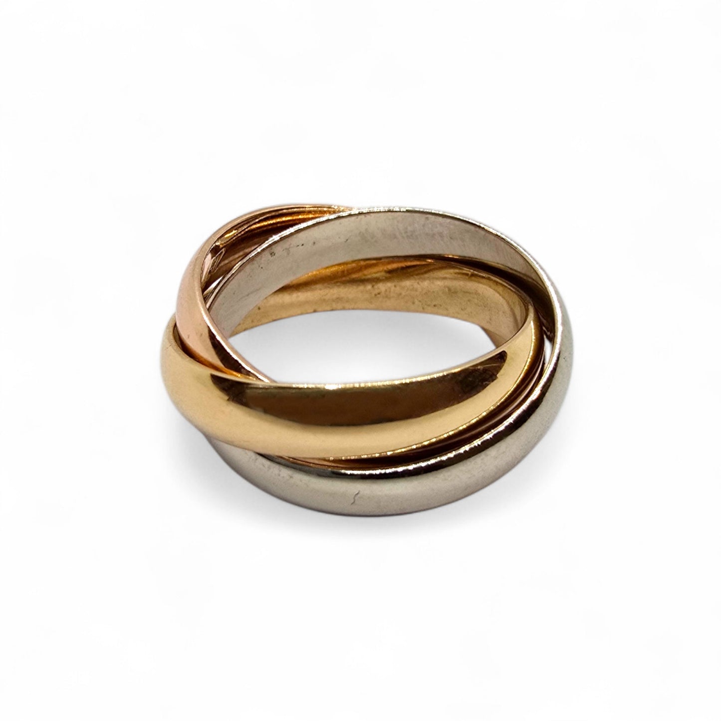 Anillo Trinity en oro blanco, rosa y amarillo de 18k (talla 47)