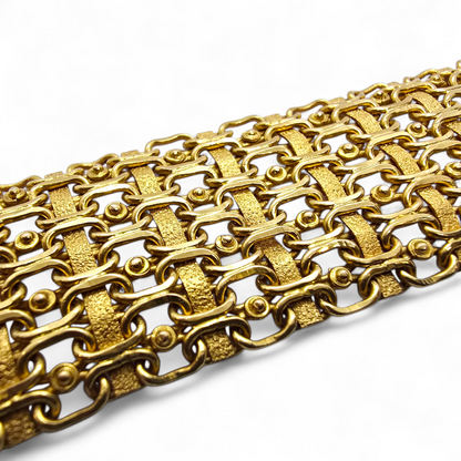 Exclusiva pulsera artesanal de oro amarillo de 22 quilates – 69,7 g