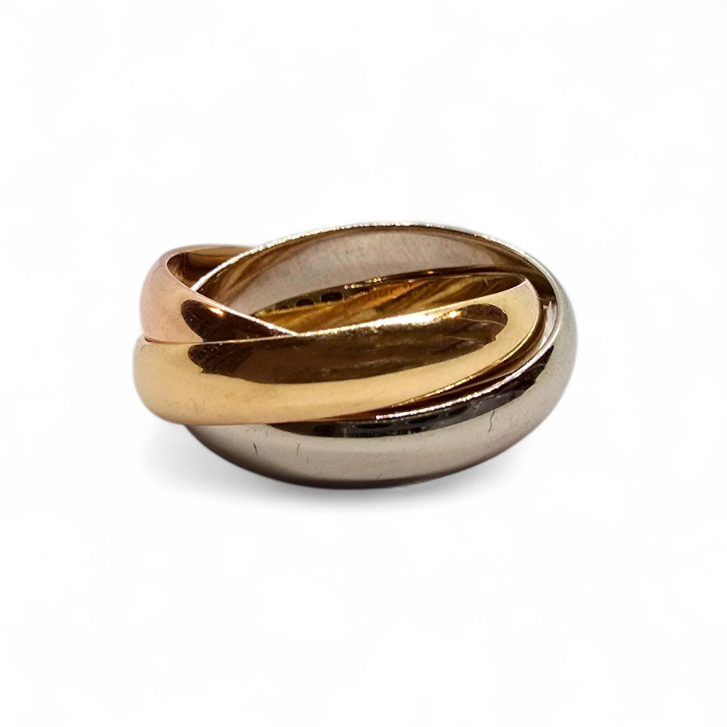 Anillo Trinity en oro blanco, rosa y amarillo de 18k (talla 47)