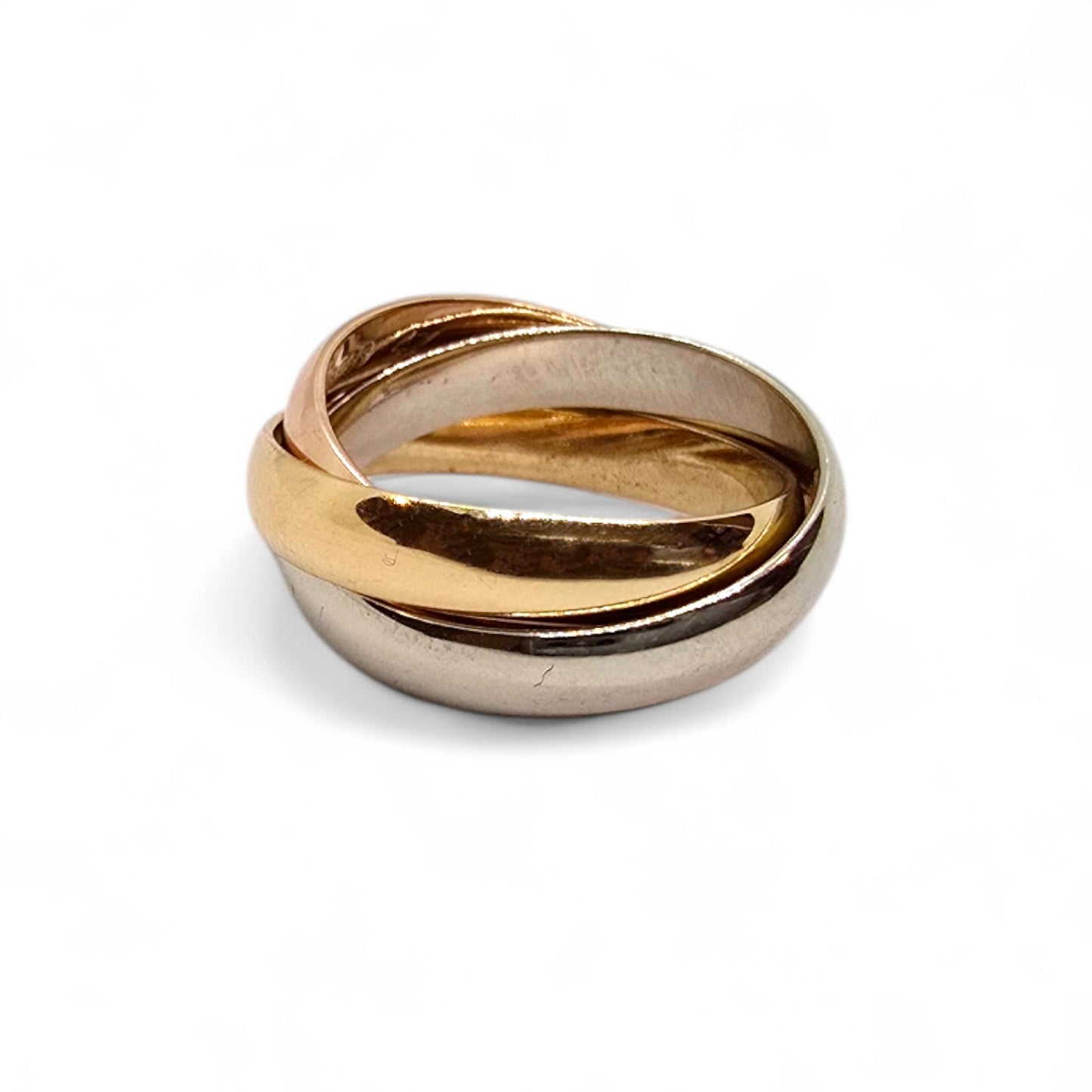Anillo Trinity en oro blanco, rosa y amarillo de 18k (talla 47)