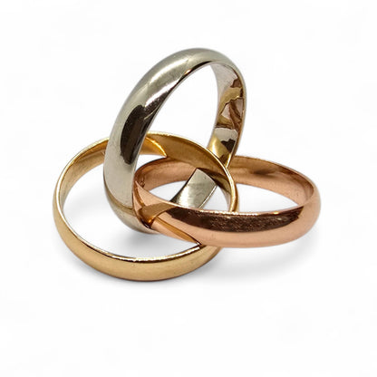 Anillo Trinity en oro blanco, rosa y amarillo de 18k (talla 47)