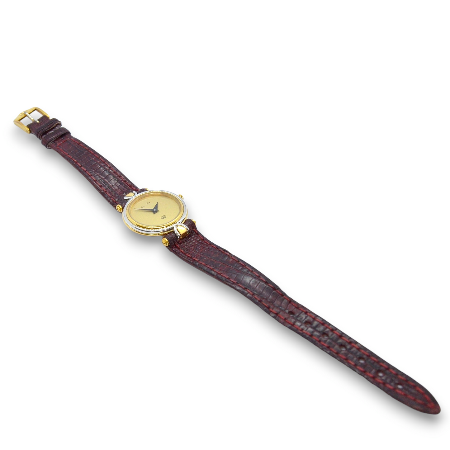 Reloj vintage de señora marca GUCCI chapado en oro de 18K.