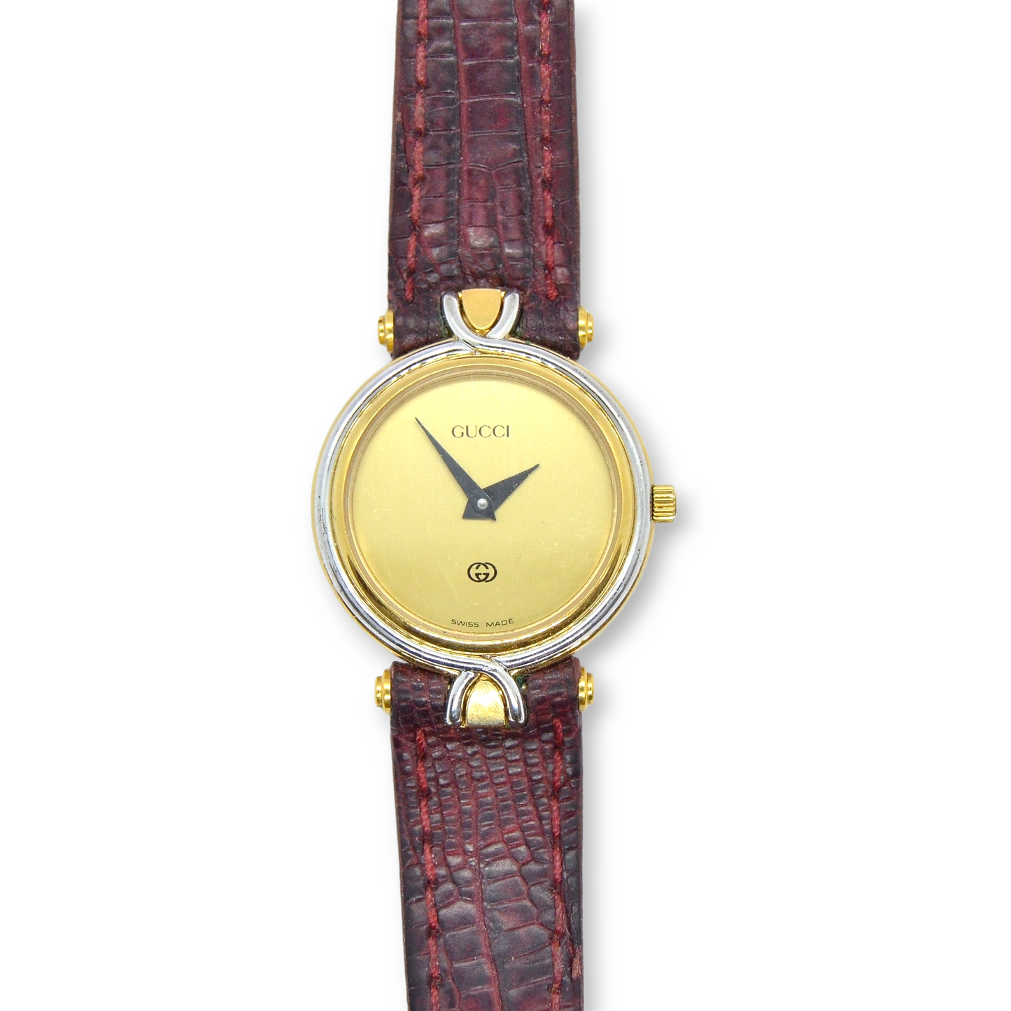 Reloj vintage de señora marca GUCCI chapado en oro de 18K.