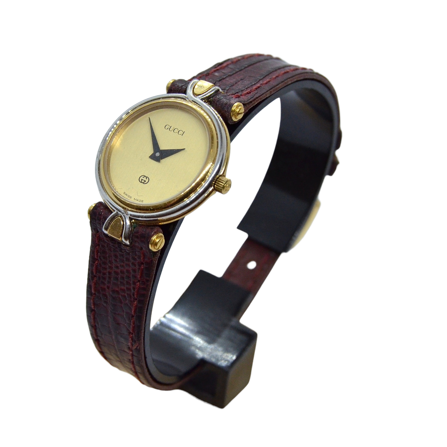 Reloj vintage de señora marca GUCCI chapado en oro de 18K.