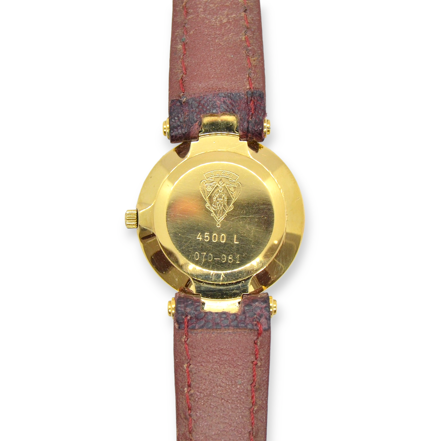 Reloj vintage de señora marca GUCCI chapado en oro de 18K.