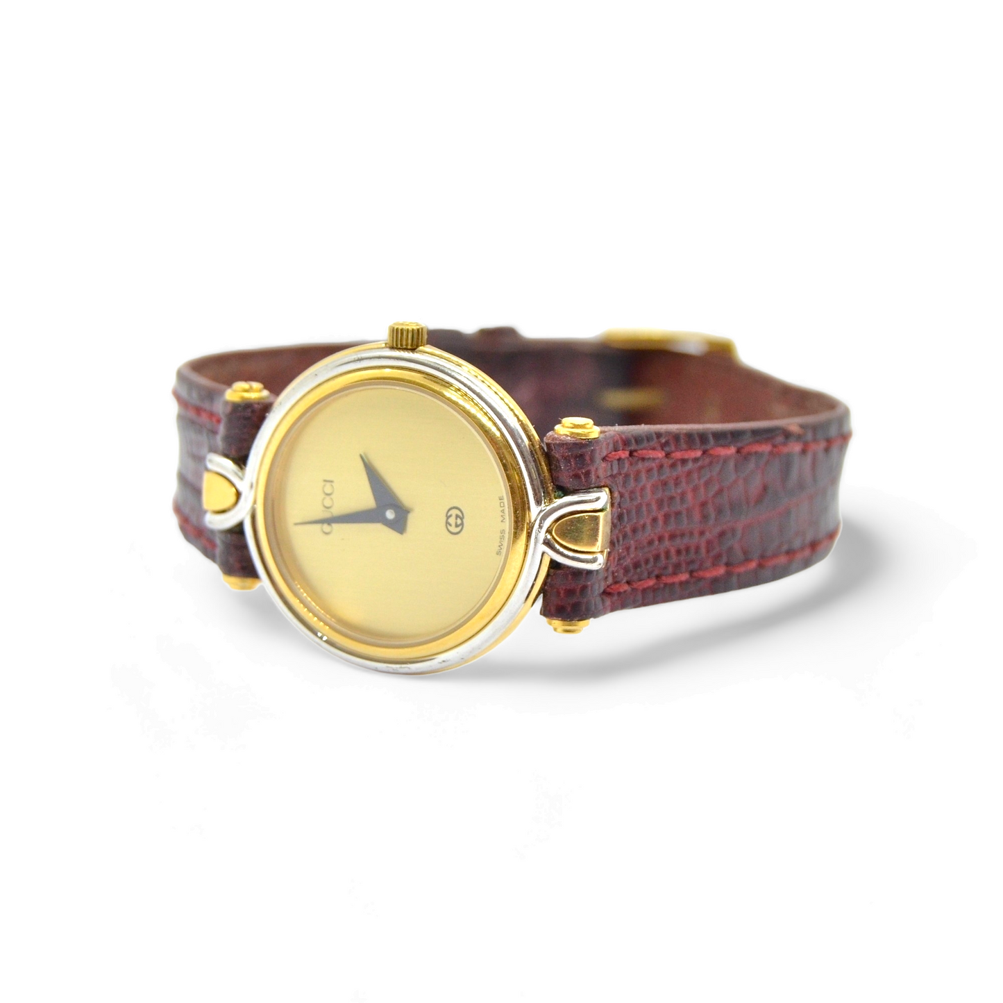 Reloj vintage de señora marca GUCCI chapado en oro de 18K.