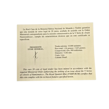 Moneda “Medio Excelente” 20 € – Joyas Numismáticas (FNMT, 2014)
