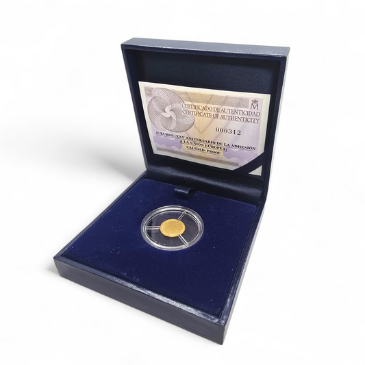 Moneda de 20 € en oro XXV Aniversario de la adhesión de España y Portugal a Europa