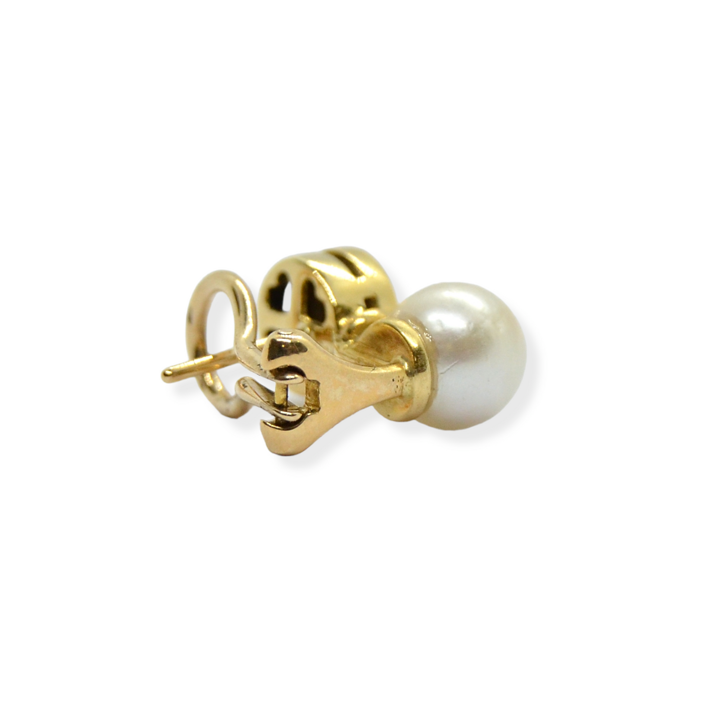 Pendientes en oro amarillo de 18k, perlas y diamantes.