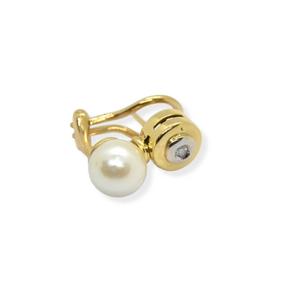 Pendientes en oro amarillo de 18k, perlas y diamantes.