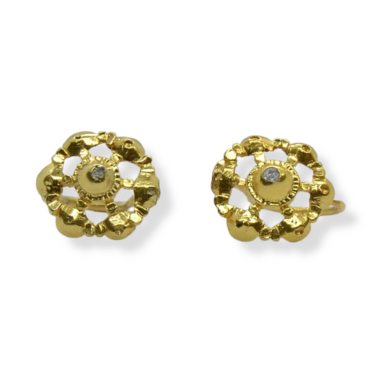 Pendientes charros en oro de 18K y diamantes.
